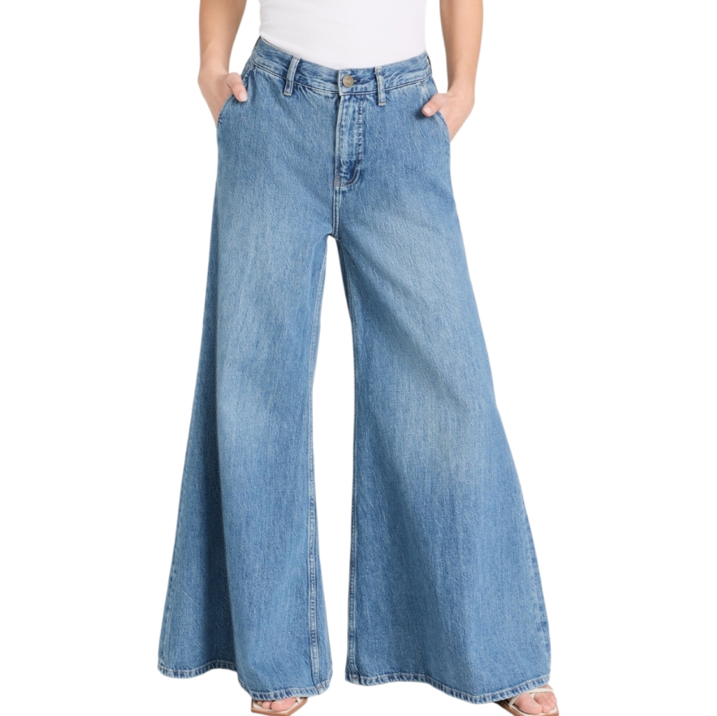 Frame Seraphina Extra Wide Leg Jeans Nwt 26 High Rise Blue Palazzo Luxury
